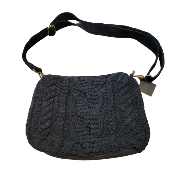 Panache Handbags - Panache Apparel Black Cable Knit Crossbody Bag